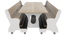 Hoogzit tafel L150 x B80 cm wit grey craft oak met 2 banken Tangara Groothandel voor de Kinderopvang Kinderdagverblijfinrichting2
